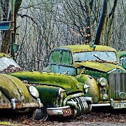 alte Autos verrosten im Wald : VW-Käfer, Rolls-Roce, Oldtimer, Rost, verrostet, verrosten, Alt, vergammeln, grün, Moos, Schrottplatz, Oldtimersammlung, Vernachlaessigung, Vergaenglich, vergaenglichkeit, alte Autos, Automobil, Autosammlung, Michael Froehlich, Wald, Park