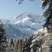 Winterlandschaft in Bayern  Winterlandschaft mit Blick auf die Zugspitze : Garmisch Partenkirchen, Alpen, Winter, Bayern, Berge, Winterlandschaft, Wanderweg, Natur, Winter, Schnee, blauer Himmel, Bergwandern, Landschaft, Alpin, Kramerplateauweg, Ammergebirge